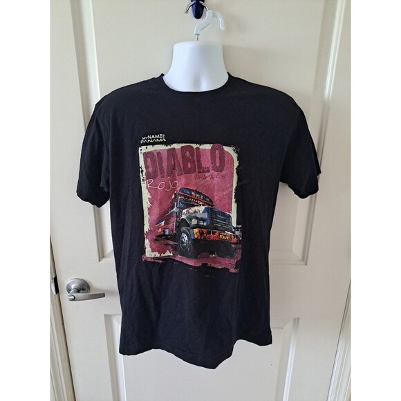 My Name Is Panama Diablo Rojo Graphic Print T Shirt Size Medium Black Unisex - Picture 1 of 6